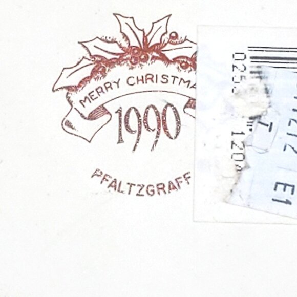 Pfaltzgraff HERITAGE CHRISTMAS TREE Ornament flat porcelain octagon 1990 90s - Picture 6 of 6